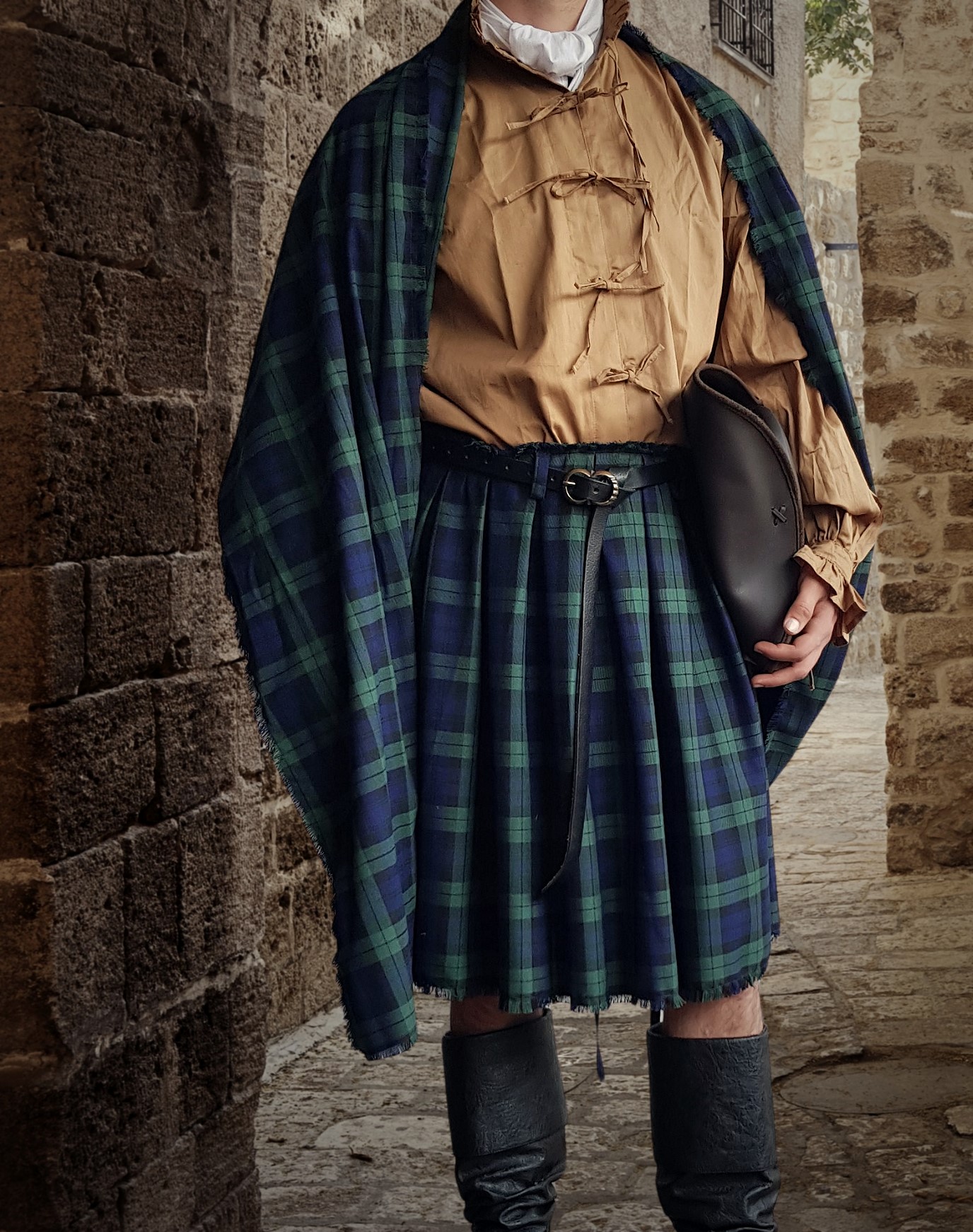 Tartan Kilt Schottenrock grün-blau