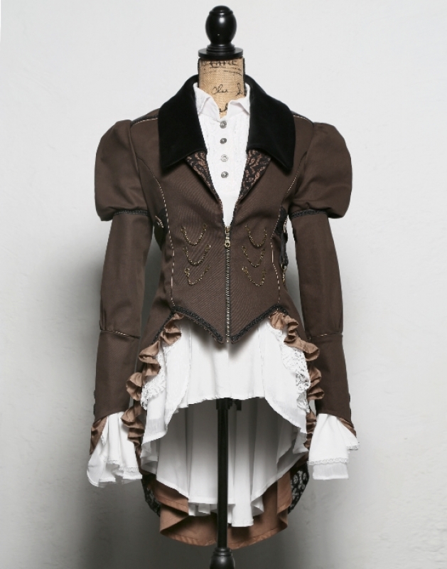 steampunk kurze jacke braun