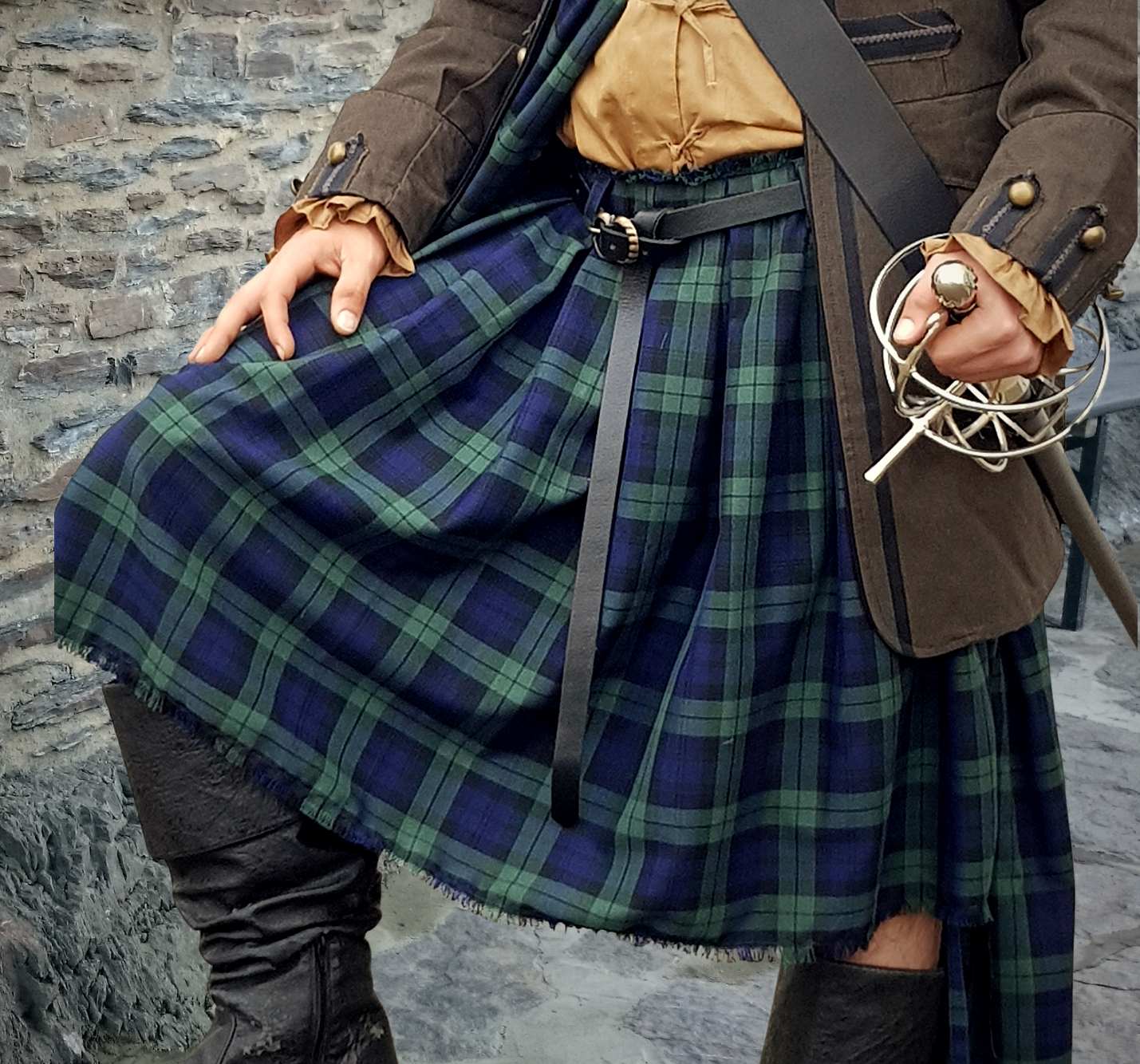 Tartan Kilt Schottenrock grün-blau