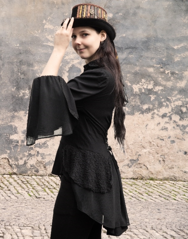 Schwarze Steampunkbluse Lillian